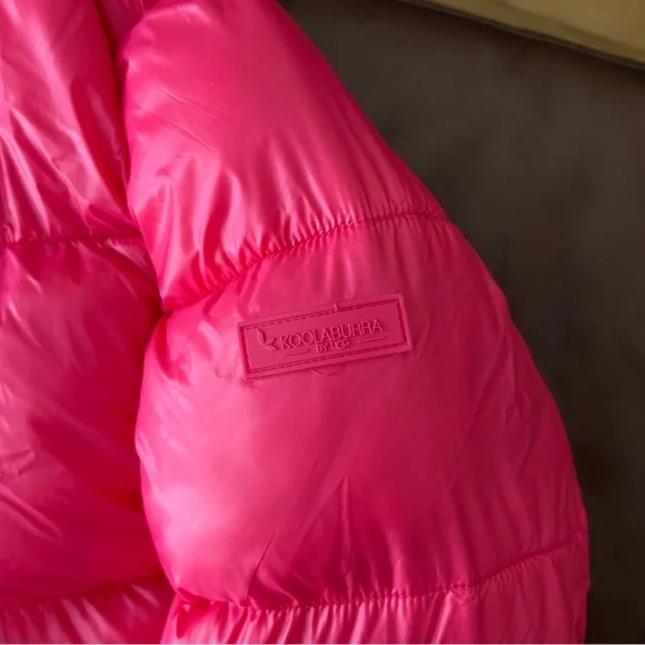 FLAWED ⚠️ KOOLABURRA BY UGG PINK PUFFER JACKET WITH SHERPA COLLAR SIZE MEDIUM - Picture 3 of 5